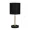 15.5" Gold & Black Metal Table Lamp with Black Fabric Shade by Ashland®